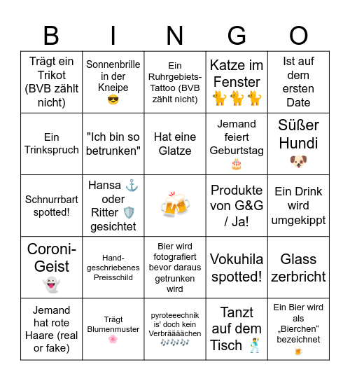 Trinkhallen Bingo Card