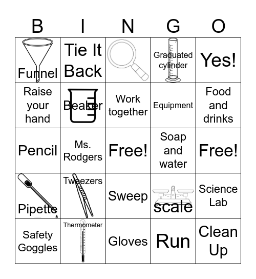 Lab Safety Bingo Card