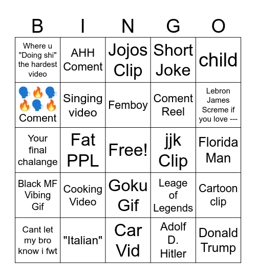 Sploingus Bingus Flingus Bingo Card