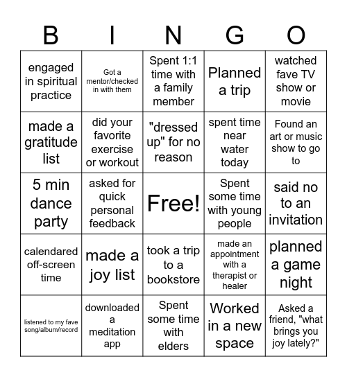 Burnout Bingo Card