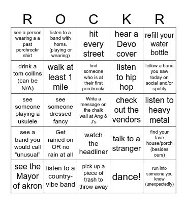 2024 Porchrockr Bingo Card