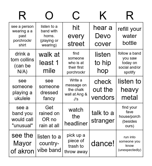2024 Porchrockr Bingo Card