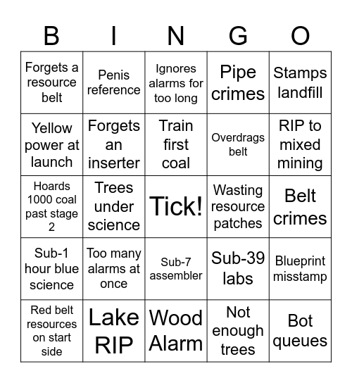 Derek Speedrunning Bingo Card