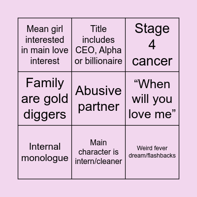 Bad romance dramas Bingo Card