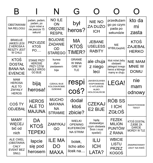 BINGO Z AC Bingo Card