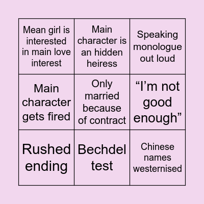 Bad romance dramas Bingo Card