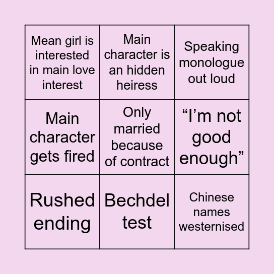 Bad romance dramas Bingo Card