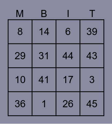 LOTERIA MICROBIT Bingo Card