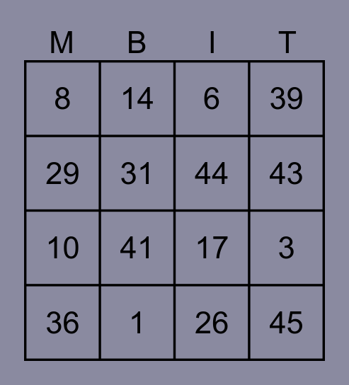 LOTERIA MICROBIT Bingo Card