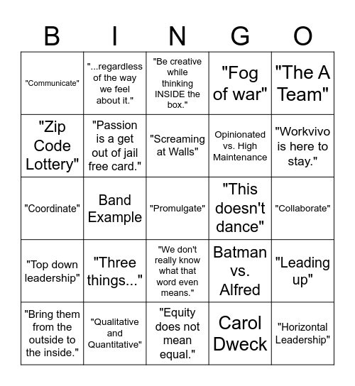 Hazzard Bingo Card