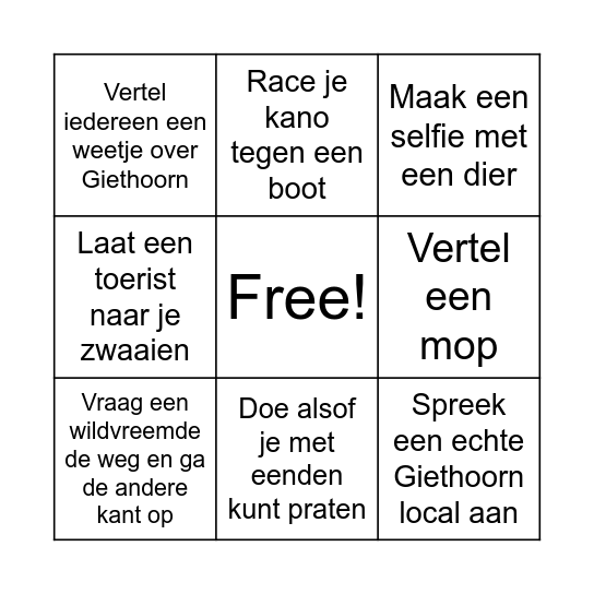 Harde Kern in Giethoorn Bingo Card