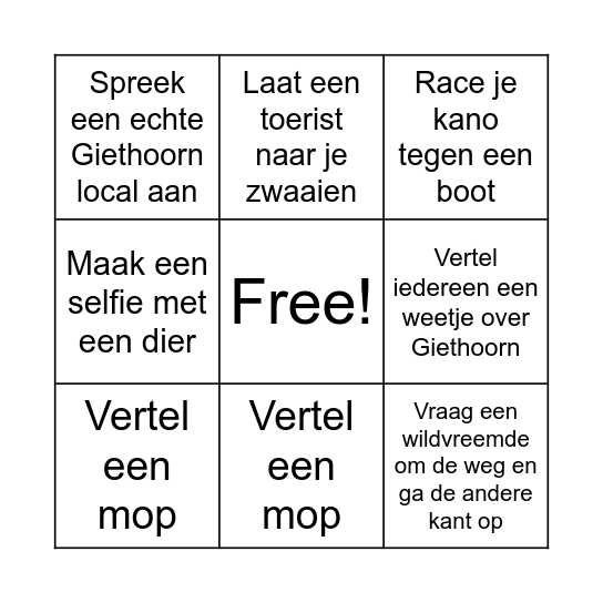 Harde Kern in Giethoorn Bingo Card