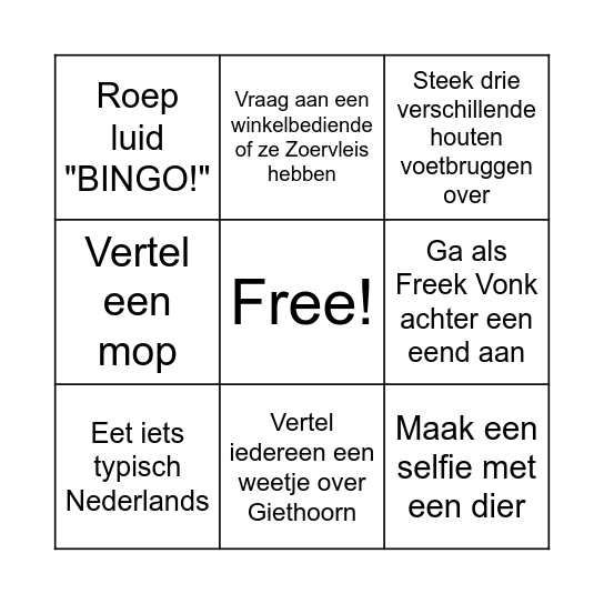 Harde Kern in Giethoorn Bingo Card