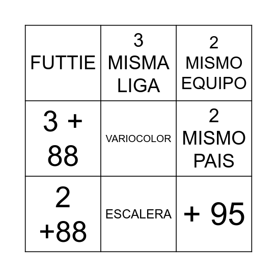 Fifa Bingo Card