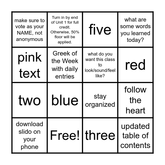 Schoology Scavenger Hunt Bingo Card