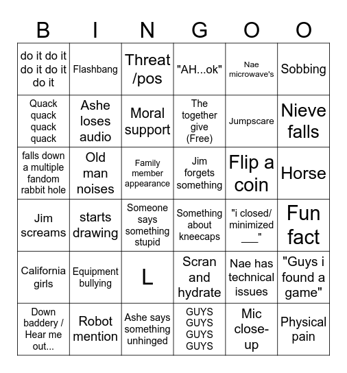 Convenience Bingo Card