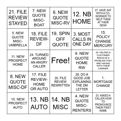 Brown & Brown VA Service Bingo Card