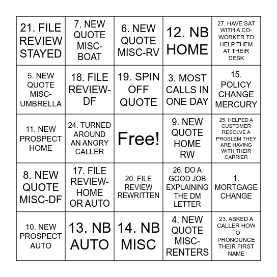 Brown & Brown VA Service Bingo Card