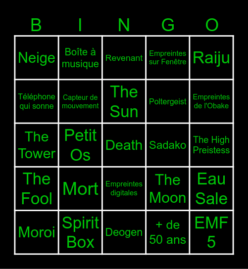 Phasmo Bingo Card