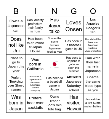JBA x LA Next Gen Happy Hour Bingo Card