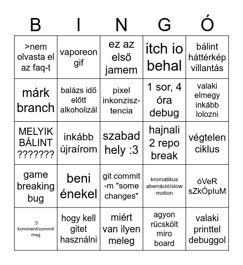 Gémdzsem bingó Bingo Card