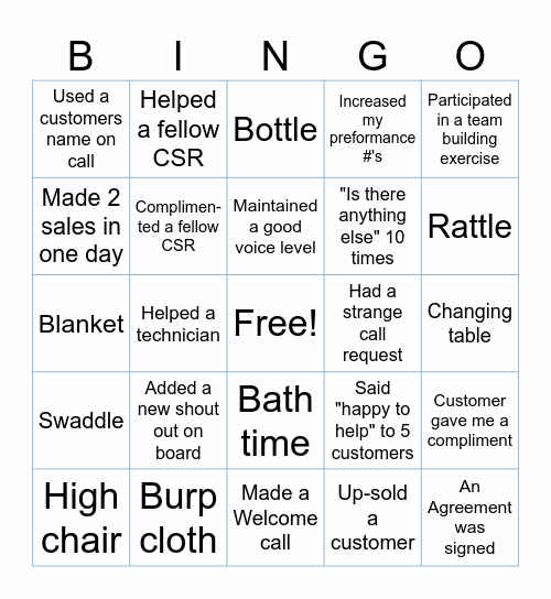 PIP's Baby Bingo Card