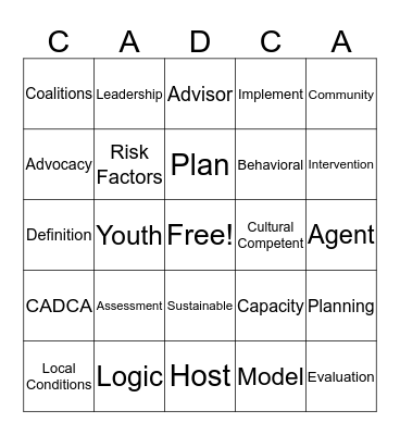 CADCA - NYLI BINGO Card