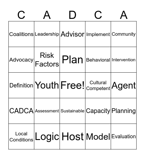 CADCA - NYLI BINGO Card