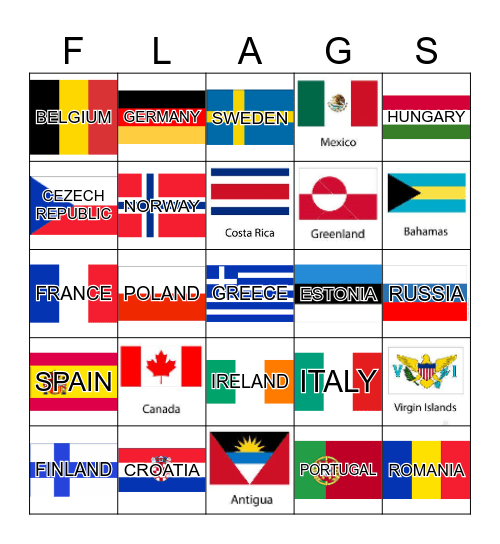 FLAGS Bingo Card