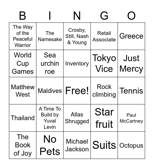 Get to Know Me! Bingo Card