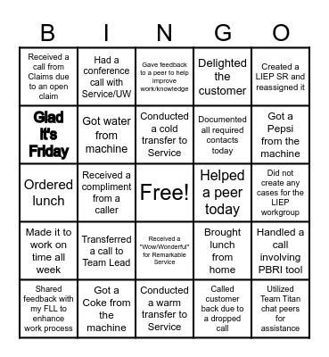 Trainee Team Bingo Card