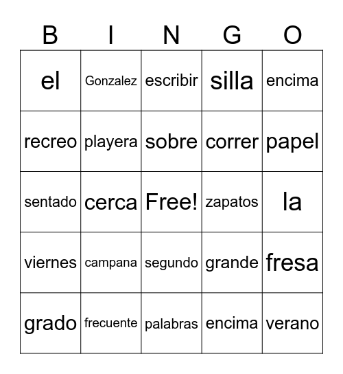 Phonics Bingo Card