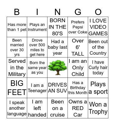 BRYANT FAMILY  BINGO Card