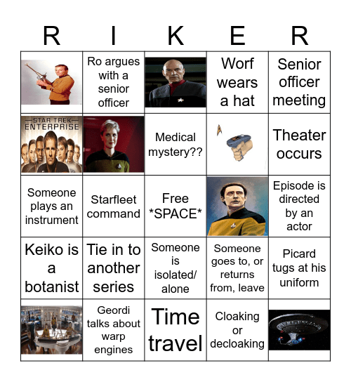 Star Trek: The Next Generation Bingo Card