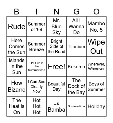 Summer Bingo 24 Bingo Card