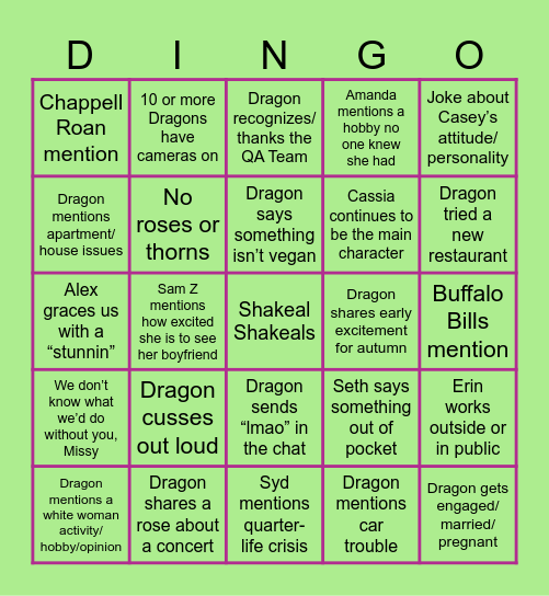 David's Card Bingo Card