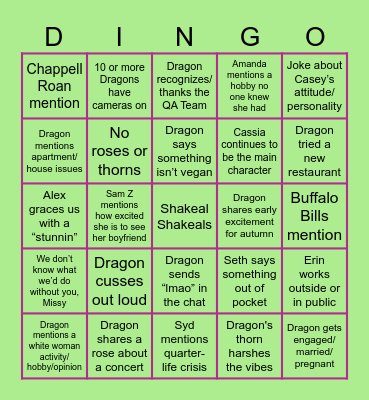 David's Card Bingo Card