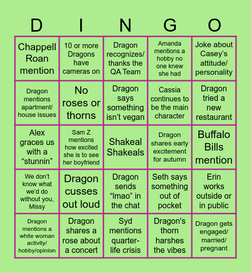 David's Card Bingo Card