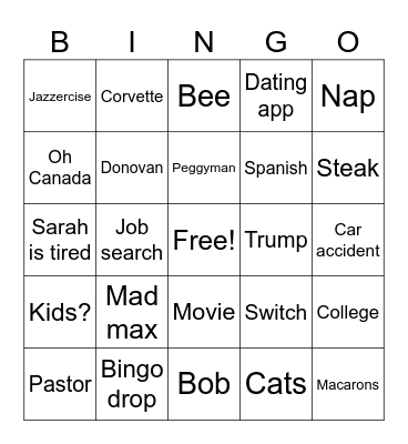 Family Bingo Card