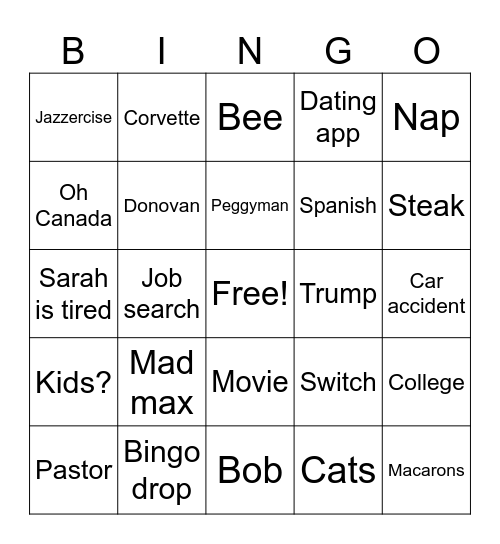 Family Bingo Card