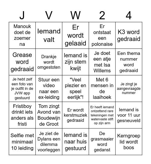 JVW Diep in de zee Bingo Card