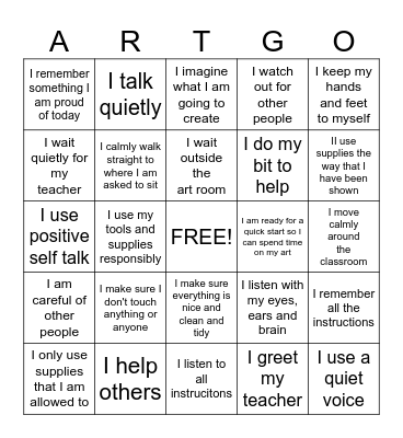 PAWS in Art! Bingo Card