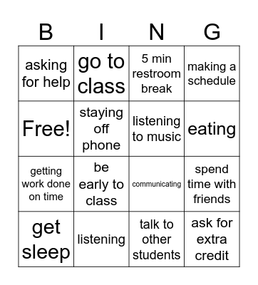 setting up for school success Bingo Card