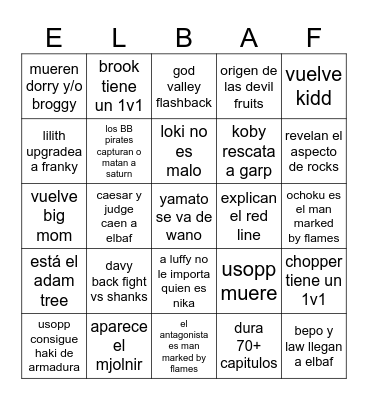 ELBAF BINGO Card