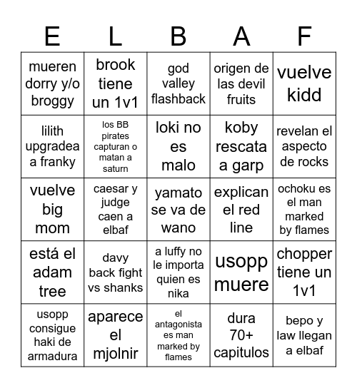 ELBAF BINGO Card