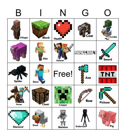 Minecraft Bingo Card