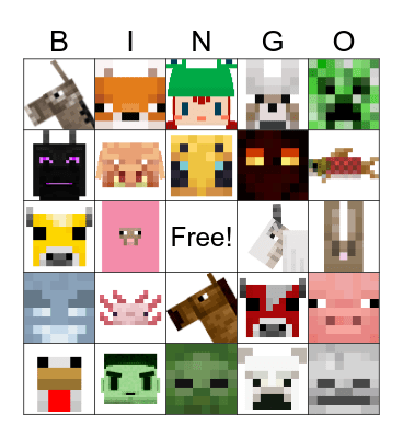 Minecraft Bingo Card