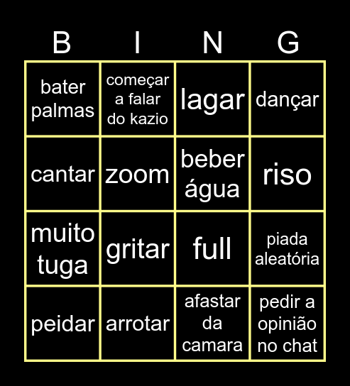 wuant bingo Card