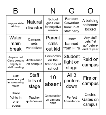 WIS Bingo Card