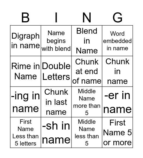 Words, Words, Words  Bingo Card